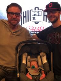 Alum James Johnson with JJ, his son Andy, and Andy’s son James Andrew Johnson III at his first Ohio State game.
